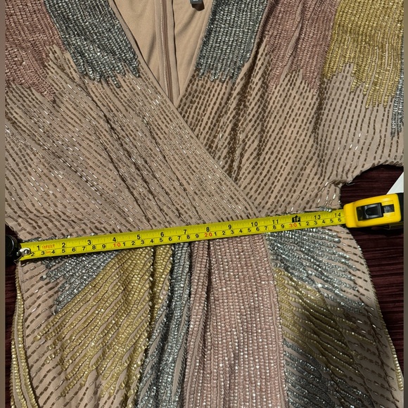 LIV FOSTER ❤️❤️ Luxurious Beaded Sequin Dolman Sleeve Faux-Wrap Dress size 6 NWT - Picture 11 of 15